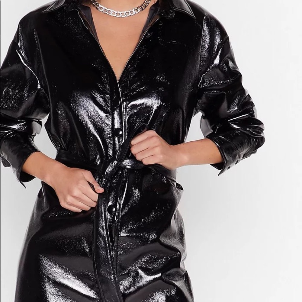 Nasty Gal Your Vinyl Chance Mini Shirt Dress